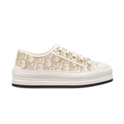 Dior Walk'n' Oblique Low-Top Platform Trainers In Beige Canvas