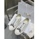 Dior Walk'n'dior White Canvas Trainers Top View Top-down view of Dior Walk'n'dior white canvas trainers showing branded tongues