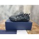 Dior Diorizon Low Top Oblique Jacquard Trainers on Box in beige and black Dior Diorizon Low Top Oblique Jacquard Trainers resting on blue shoe box in beige and black