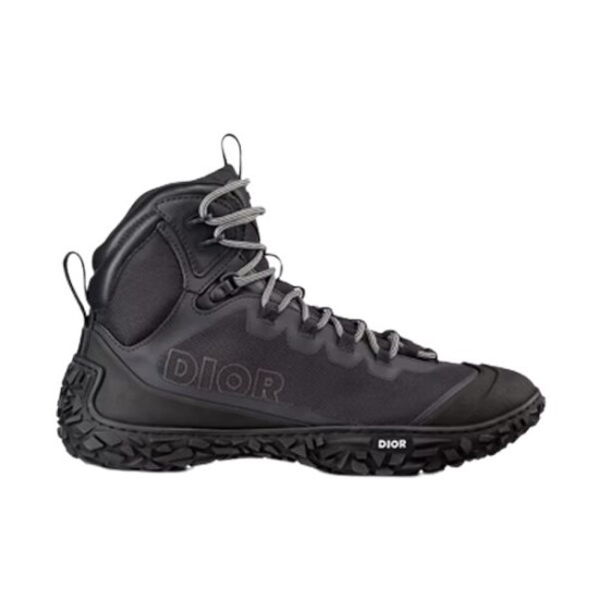 Dior Diorizon Hiking Boot Black Profile View Dior Diorizon Hiking Boot Black Technical Mesh Rubber side profile view