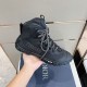 Dior Diorizon Hiking Boot Black Handheld Side View Dior Diorizon Hiking Boot Black Technical Mesh Rubber held showing side profile
