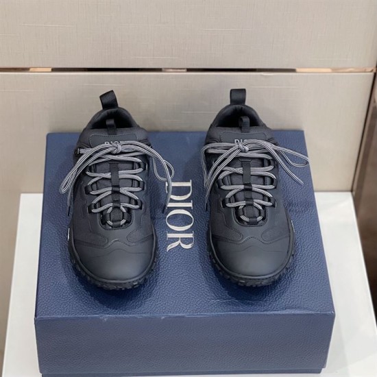 Dior Diorizon Black Shoes Front View Front view of both black Dior Diorizon hiking shoes showing lace detail