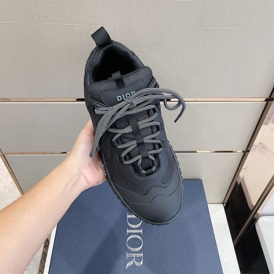 Dior Diorizon Black Shoe Top Angle View Overhead angle of single black Dior Diorizon shoe with patterned laces