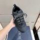Dior Diorizon Black Shoe Top Angle View Overhead angle of single black Dior Diorizon shoe with patterned laces