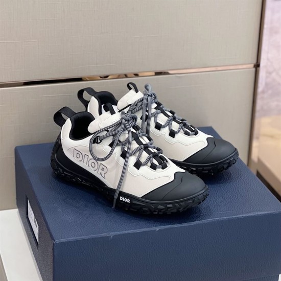 Diorizon Technical Mesh Trainers Pair View in grey and black Pair of grey and black technical trainers on navy presentation box