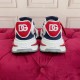 Dolce & Gabbana Airmaster Multicolour Low Top Trainers Heel Detail in multicolour and white Rear view of Dolce & Gabbana Airmaster Multicolour Low Top Trainers showing DG logos on red heel patches in multicolour and white