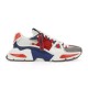 Dolce & Gabbana Airmaster Multicolour Low Top Trainer Studio View in multicolour and white Studio profile shot of Dolce & Gabbana Airmaster Multicolour Low Top Trainer on plain background in multicolour and white