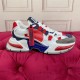 Dolce & Gabbana Airmaster Multicolour Low Top Trainer Medial Profile in multicolour and white Medial side view of Dolce & Gabbana Airmaster Multicolour Low Top Trainer highlighting blue sculpted sole element in multicolour and white