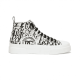 Full lateral view of white and black Dolce & Gabbana Portofino Light Canvas Logo Print Mid-Top Trainers against a white backdrop