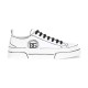 Dolce & Gabbana Portofino Light hand-painted white canvas low-top trainer side profile with black outlines