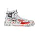 Dolce & Gabbana Graffiti Canvas Mid-Top Trainers Lateral View in white Dolce & Gabbana Hand-Painted Graffiti Canvas Portofino Light Mid-Top Trainers in white lateral side view