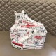 Dolce & Gabbana Graffiti Canvas Mid-Top Trainers Pair with Box in white Pair of Dolce & Gabbana white graffiti canvas mid-top trainers displayed with original branded box