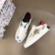 Dolce & Gabbana Leather Royal Love Print Trainers In White angled pair