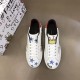 Dolce & Gabbana Leather Royal Love Print Trainers In White top-down view