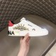 Dolce & Gabbana Leather Royal Love Print Trainers In White outer lateral view