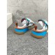Dolce & Gabbana Low Top Trainers Heel Detail in white and blue Rear heel view showing blue midsole detailing and brown pull tabs on Dolce & Gabbana trainers in white and blue