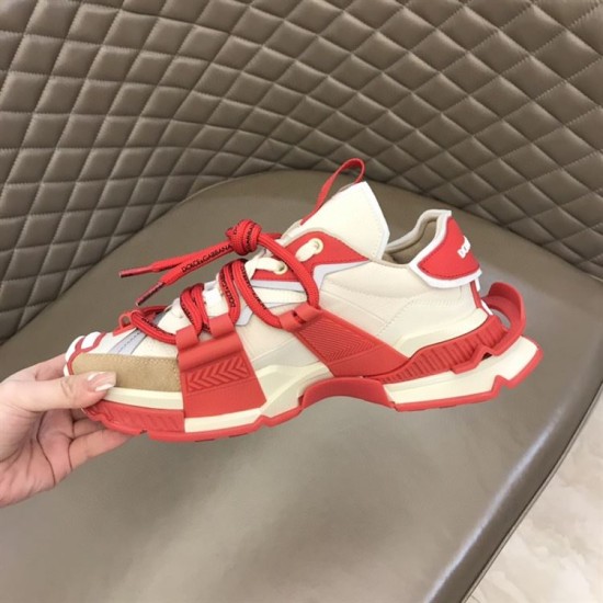 Dolce & Gabbana Space Red Trainer Inner View in red and cream Inner side profile view of Dolce & Gabbana red and cream trainer