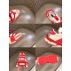 Dolce & Gabbana Space Red Trainer Detail Collage in red and cream Collage highlighting red trainer outsole tread, heel collar, and toe details in red and cream