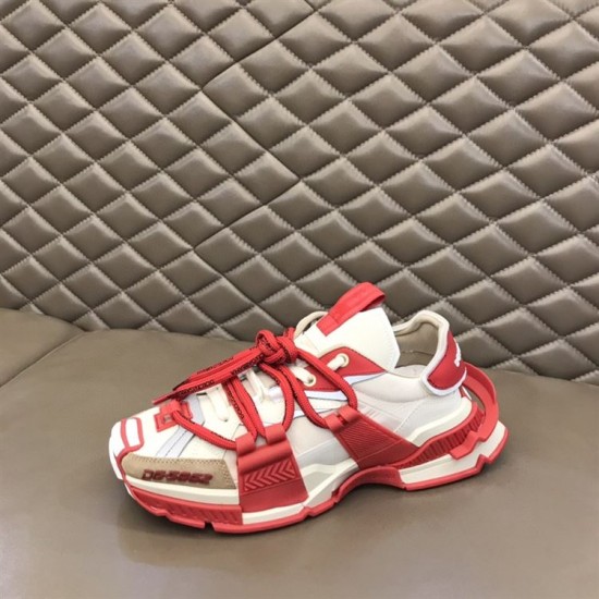 Dolce & Gabbana Space Red Trainer Three-Quarter View in red and cream Three-quarter side perspective of Dolce & Gabbana red trainer in red and cream