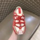 Dolce & Gabbana Space Red Trainer Front Details in red and cream Close-up front view of Dolce & Gabbana red trainer lacing system in red and cream