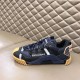 Dolce & Gabbana NS1 Trainer Profile View in black Side profile of dark blue Dolce & Gabbana NS1 Trainer resting on bench in black
