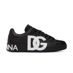 Dolce & Gabbana Dolce & Gabbana Portofino Black Leather Logo Trainers Construction