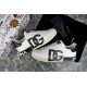 Dolce & Gabbana Portofino White Trainers Top Angle Pair of Dolce & Gabbana Portofino white and black leather trainers shown top-down