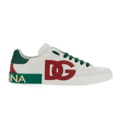 Dolce & Gabbana Dolce & Gabbana Portofino White Leather Trainers With Logo Detail Low-Top