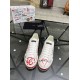 Dolce & Gabbana Portofino Love Leather Trainers White Red top-down toe view with DG logo detail