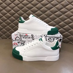 Dolce & Gabbana Dolce & Gabbana Portofino Low-Top White And Green Leather Trainers Smooth Dolce & Gabbana Dolce & Gabbana Portofino Low-Top White And Green Leather Trainers Smooth