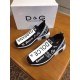Dolce & Gabbana Sorrento Black Trainers Overhead View Top-down view of Dolce & Gabbana black trainers with white graffiti text