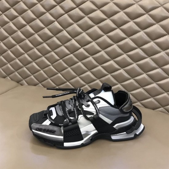 Dolce & Gabbana Space Low-Top Trainers In Black And Grey Side View Dolce & Gabbana Space Low-Top Trainers In Black And Grey side angle