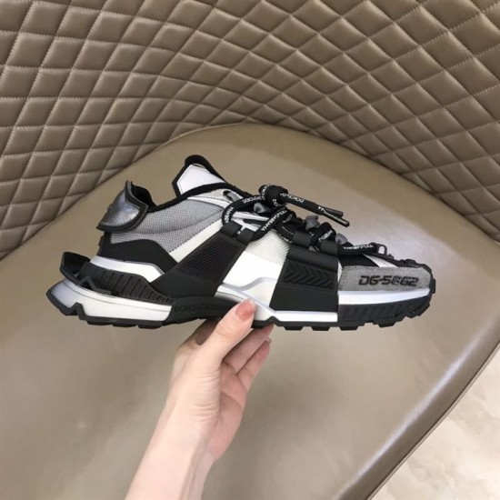 Dolce & Gabbana Space Low-Top Trainers In Black And Grey Lateral View Dolce & Gabbana Space Low-Top Trainers In Black And Grey lateral view