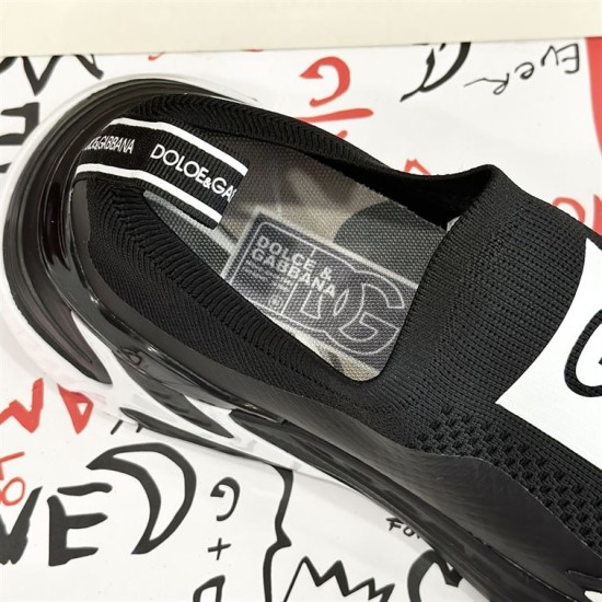 Close-up of Dolce & Gabbana Black Stretch Mesh Slip On Trainer inner footbed and collar