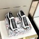 Dolce & Gabbana Trainers Pair Top View in white and black Top-down view of pair of Dolce & Gabbana white and black stretch mesh trainers resting on box