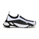 Dolce & Gabbana Stretch Mesh Fast Trainer Side View in white and black Dolce & Gabbana stretch mesh fast slip-on trainer in white and black side profile view