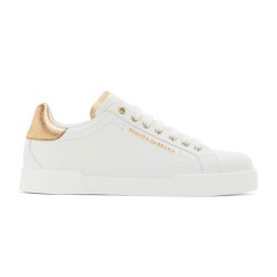 Dolce & Gabbana Dolce & Gabbana White And Gold Portofino Leather Trainers Premium
