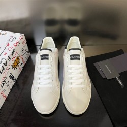 Dolce & Gabbana Dolce & Gabbana Portofino Leather Trainers White Black Upper Dolce & Gabbana Dolce & Gabbana Portofino Leather Trainers White Black Upper