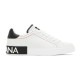 Dolce & Gabbana Portofino Leather Trainers in white and black side profile view