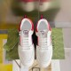 Top-down view of Gucci White Leather Low-Top Trainers With Red Trim pair