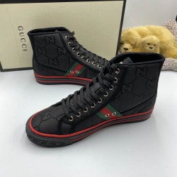 Gucci Off The Grid High Top Black Canvas Trainers Jacquard Upper