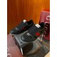 Gucci black and red web low top trainers side pair presentation