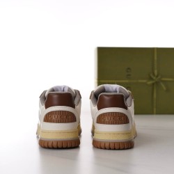 Gucci Breathable Leather Low Top Trainers White Brown Gucci Breathable Leather Low Top Trainers White Brown