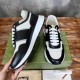 Gucci Leather Low Top Trainers Black White top angle pair view