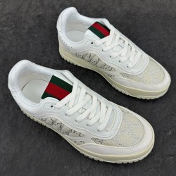Gucci Monogram Canvas And Leather Low Top Trainers White White Gucci Monogram Canvas And Leather Low Top Trainers White White