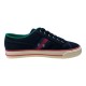 Gucci Off The Grid Black Low Top Trainer Side Profile in black and green Side profile view of Gucci Off The Grid Black Canvas Low Top Trainer showing green trim, red web stripe, and embossed sole