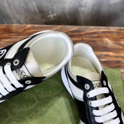 Gucci Leather Low Top Trainers Black White Leather