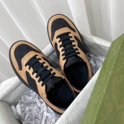 Gucci Monogram Leather Chunky Sole Trainers Black Brown