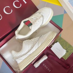 Gucci Re-Web Crystal Embellished White Leather Trainers Gucci Re-Web Crystal Embellished White Leather Trainers