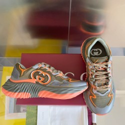 Gucci Brown And Orange Chunky Mesh Fabric Low Top Trainers Gucci Brown And Orange Chunky Mesh Fabric Low Top Trainers